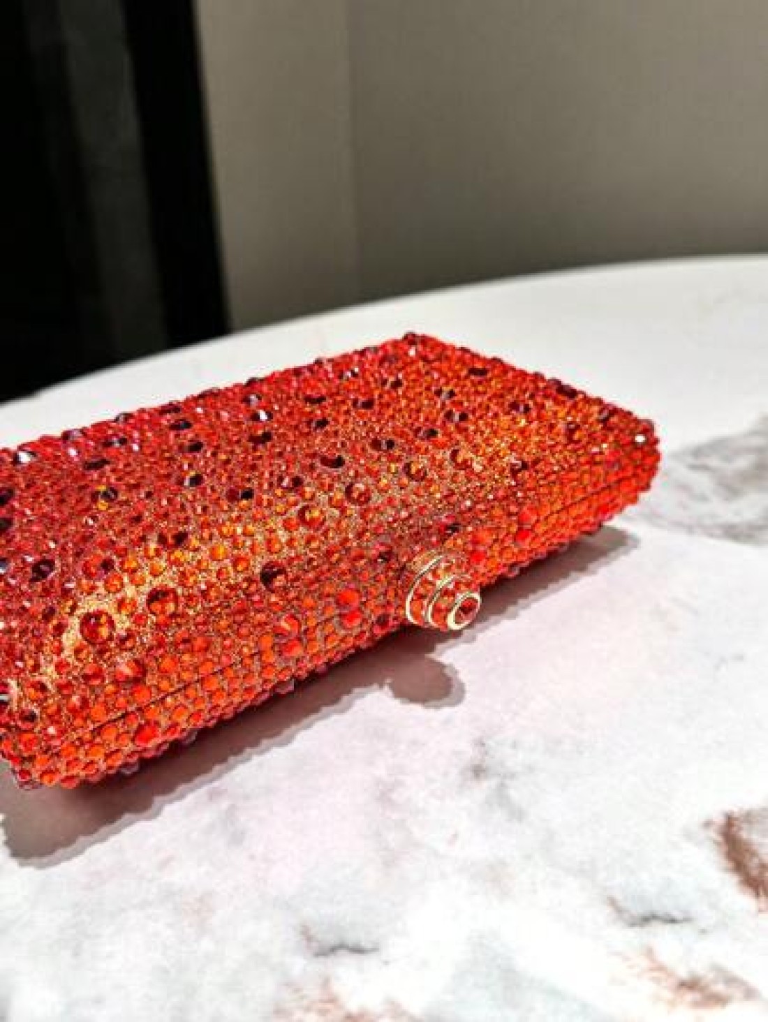 One Orange Sparkling Double Sided Hot Drill Rhinestone Decoration Clutch Metal Crossbody Chain Fashionable Elegant Classic Evening Bag Suitable For Formal Dinners Parties Weddings Banquets Festivals A