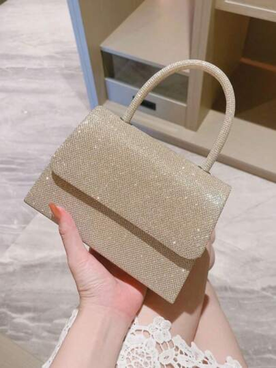 Gold Shiny Party Handbag Evening Clutch Bag Bridal Wedding Purse For Ball Cocktail Party