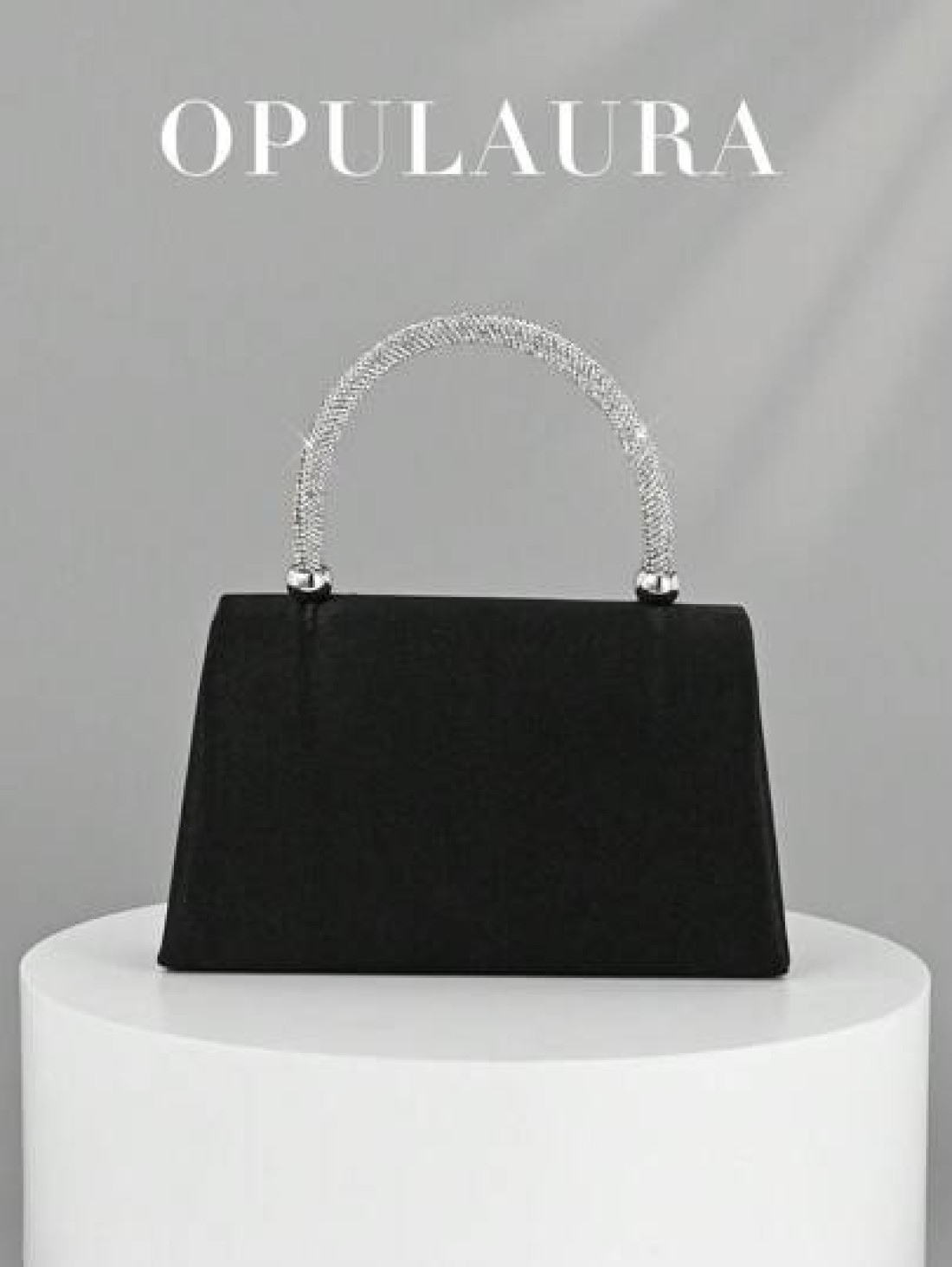 OpulAura Women s European And American Fashion Black Satin Flap Clutch Evening Bag Sparkling Elegant Bowknot Rhinestone Decor Party Handbag Luxury Satin Formal Dress Bag Chain Shoulder Bag Suitable Fo