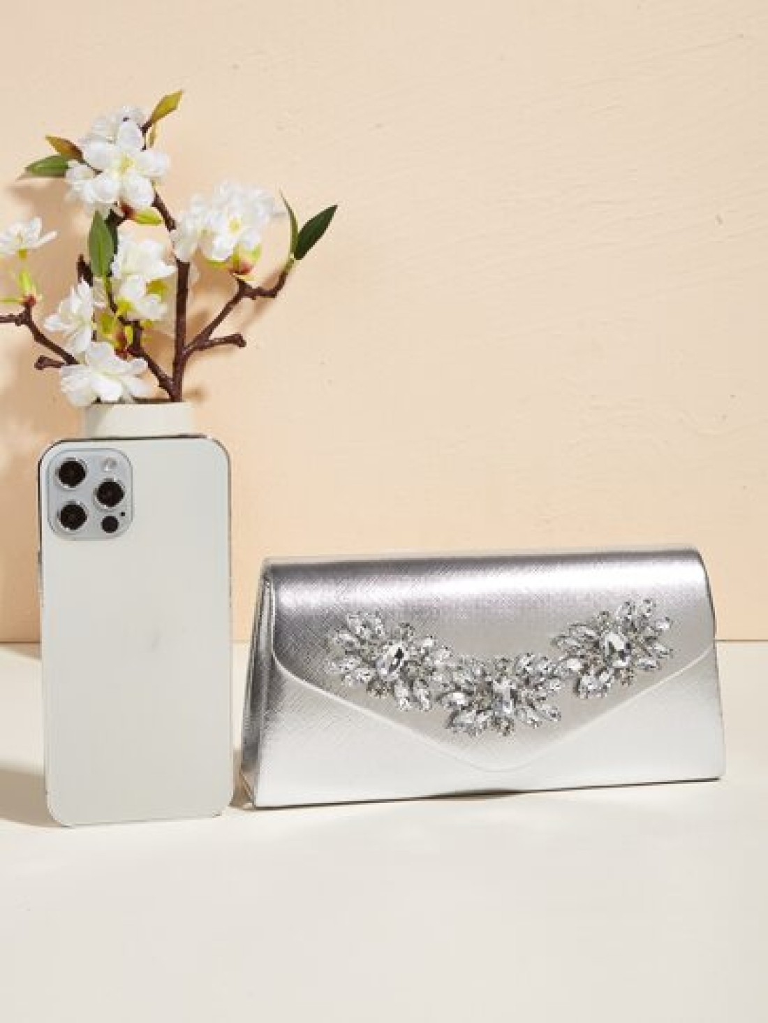 Vincy Glitter Handbag 1pc Evening Handbag With Sparkling Rhinestone Buckle Detail Pu Leather Small Square Bag Can Be Shoulder Cross Body Or Clutch Bag Perfect For Parties