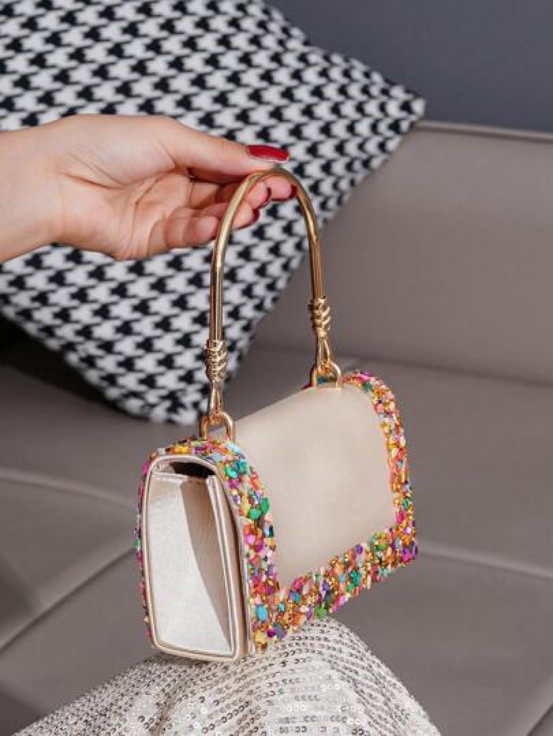 European American Style Elegant Party Clutch Bag With Rhinestone Decor Perfect For Formal Events Banquets Balls Weddings Fashion Versatile Women Handbag