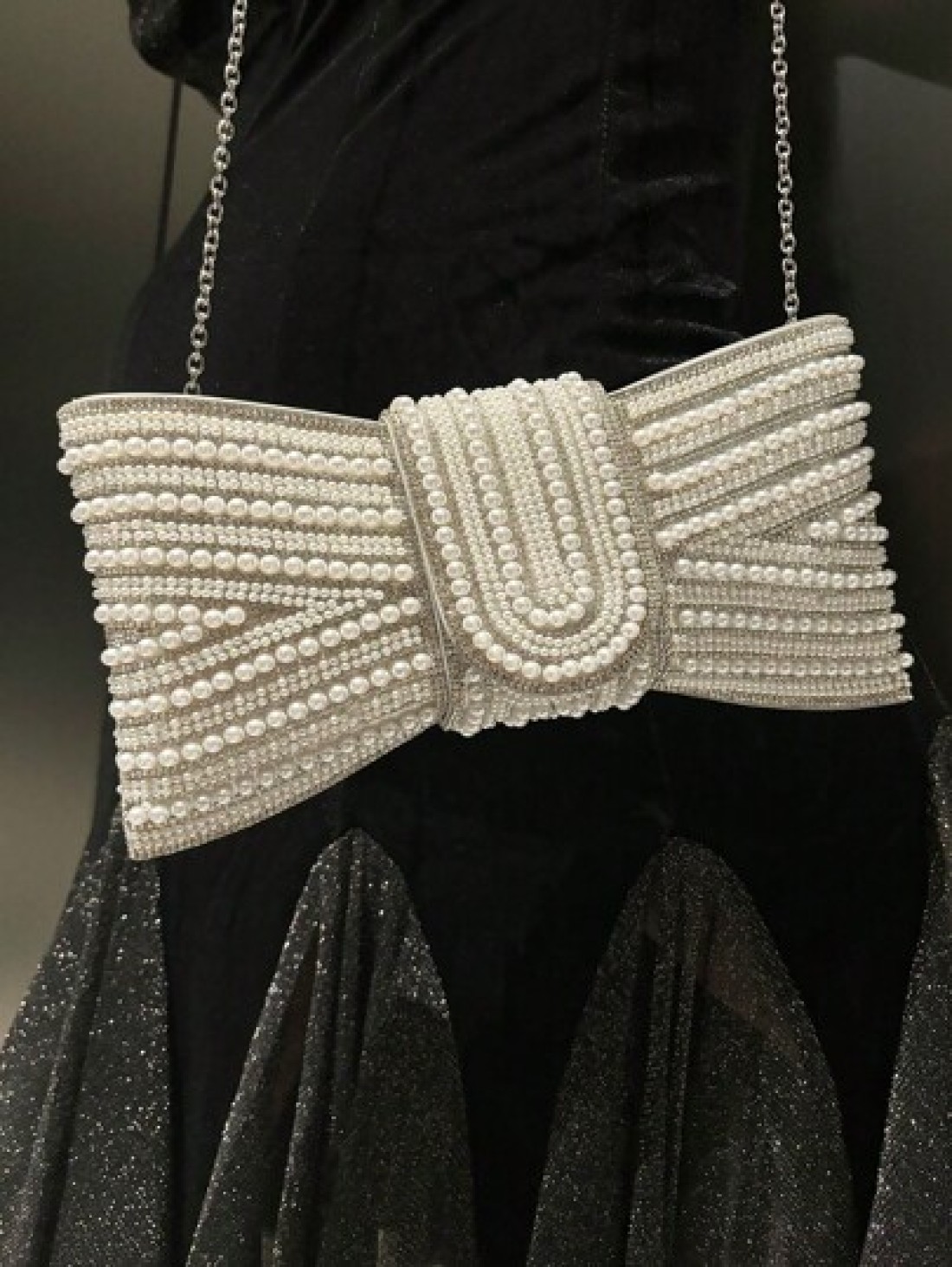 Plus Size High Quality A Grade Rhinestone Bow Faux Pearl Shiny Crystal Evening Clutch Bag Chain Shoulder Strap Fashion Hand Carry Envelope Clutch Purse For Formal Gown And Party Elegant Faux Pearl Bag