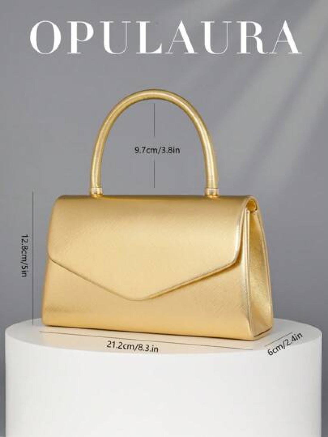 OpulAura Women Luxury Leather Flap Clutch Handbag Formal Party Purse With Metallic Shiny Finish Elegant Evening Bag For Gowns Weddings Formal Events