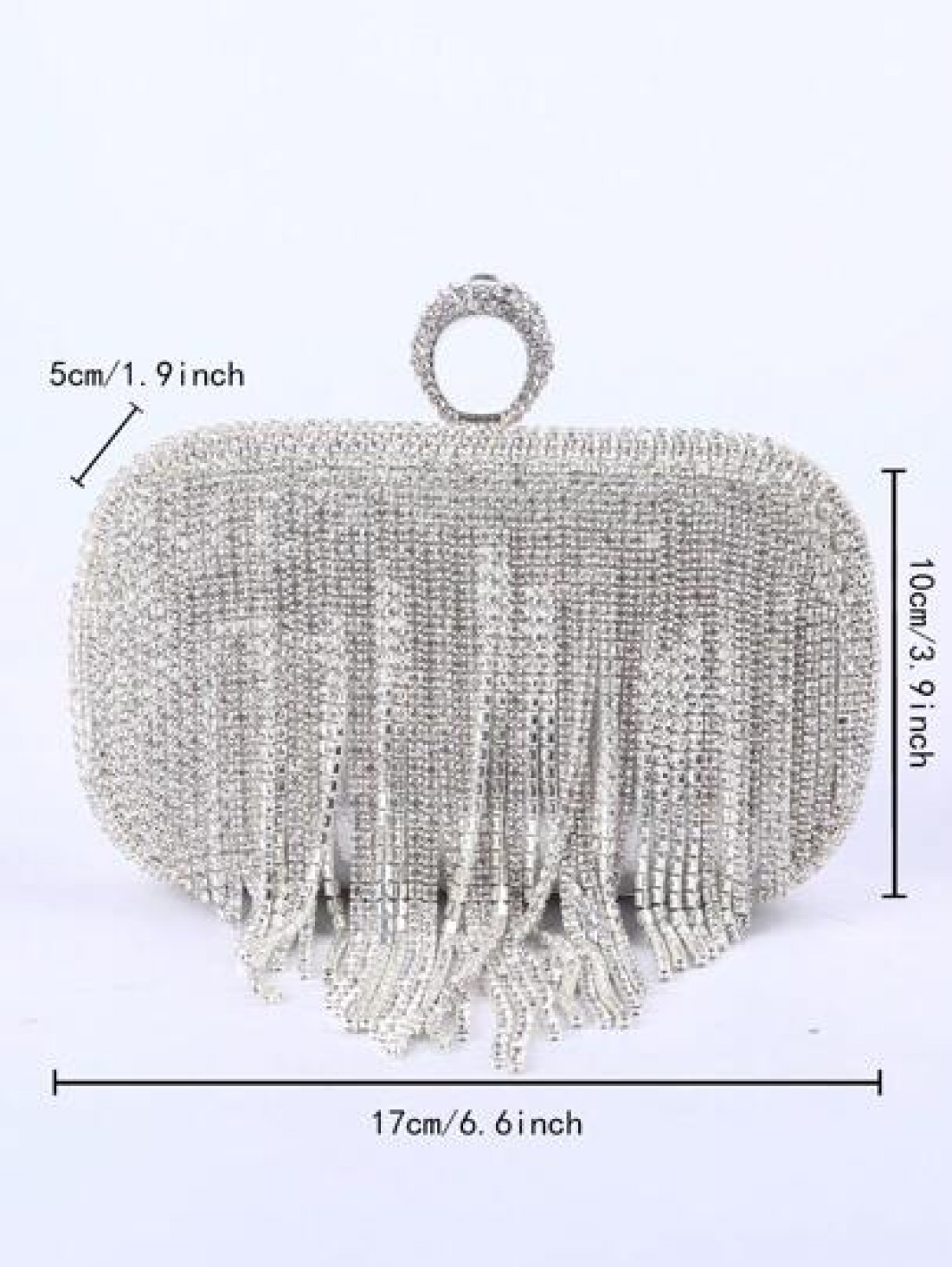 European And American Style Diamond Inlaid Fringe Clutch Bag Ring Handcrafted With Rhinestones Perfect For Evening Events