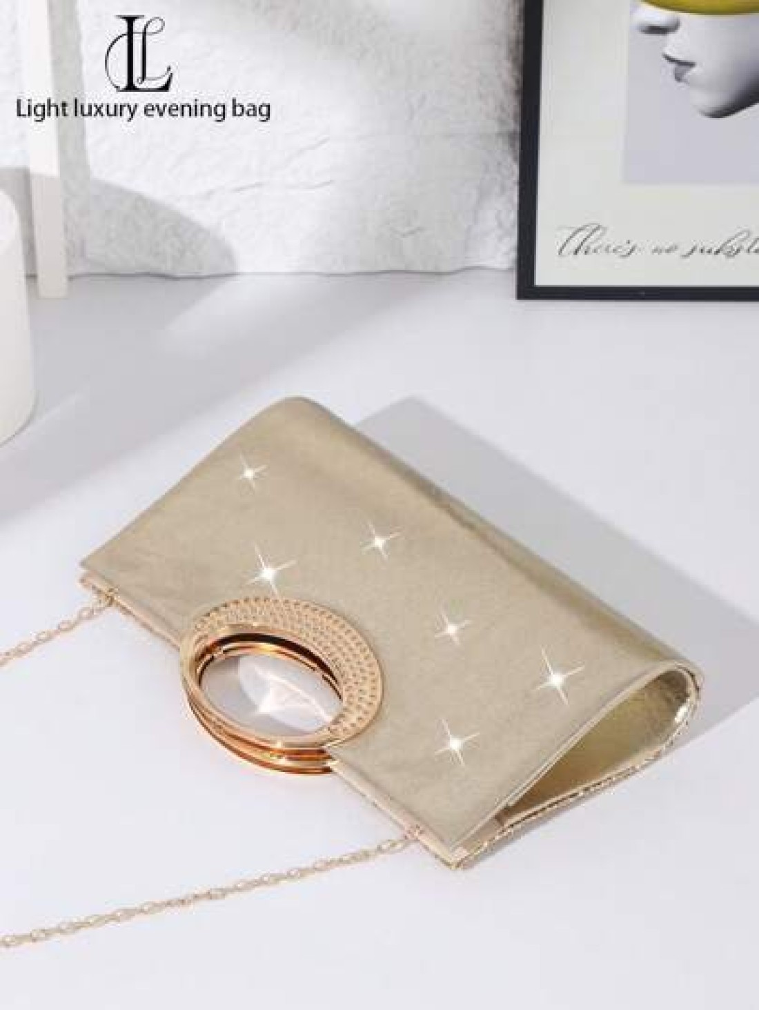 1pc Women s Elegant Glittering Evening Clutch Bag Glitter Material Shiny Handbag Charming Elegant Exquisite Luxury Sparkling Gold Suitable For Party Wedding Prom Dinner Banquet