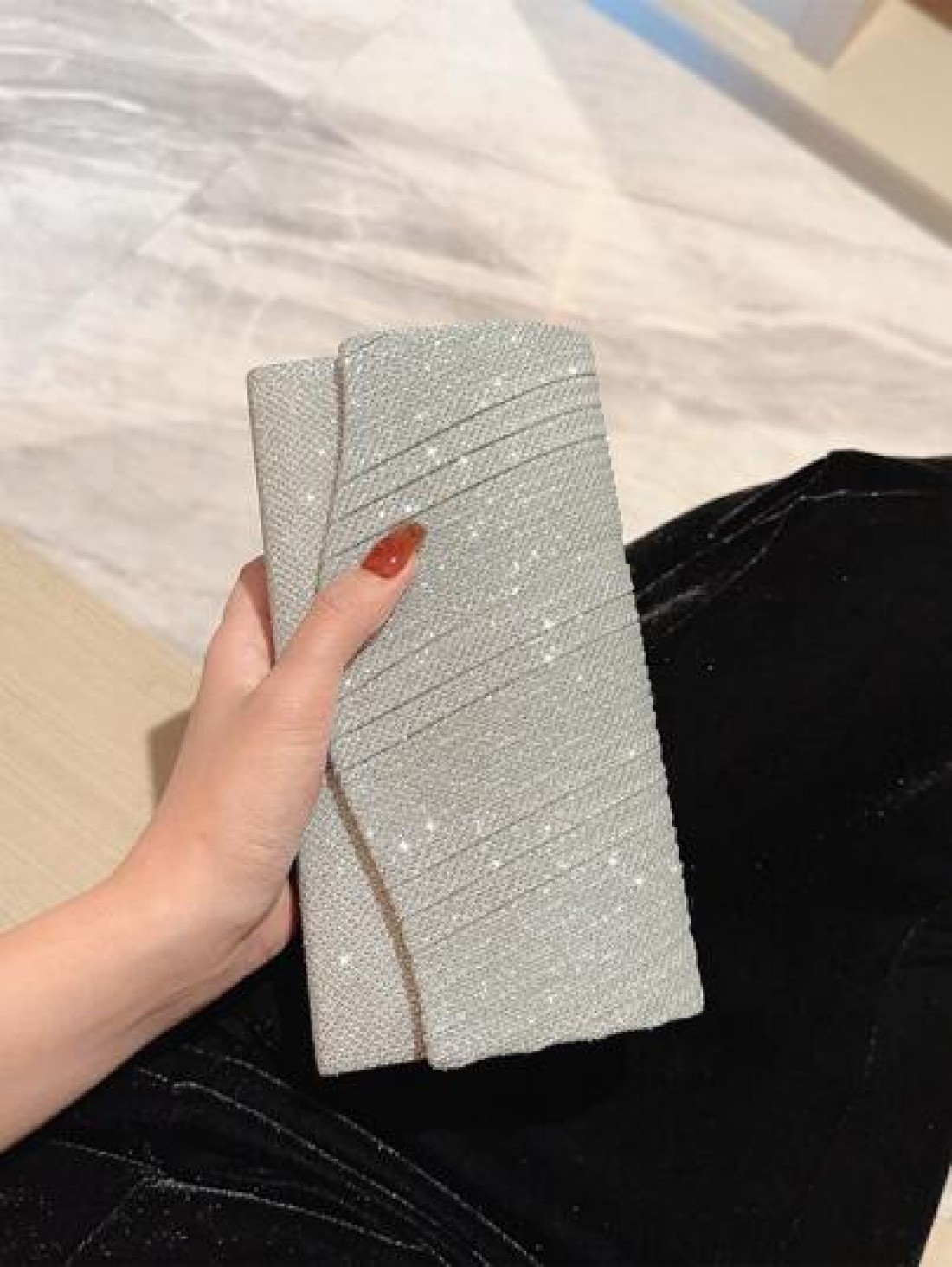 Moonlit EveBag Glamorous Elegant Exquisite Quiet Luxury Sequin Luxury Shiny Portable Mini Glitter Flap Square Bag Evening Bag Dinner Bag For Party Girl Woman Bride Perfect For Party Wedding Prom Dinne