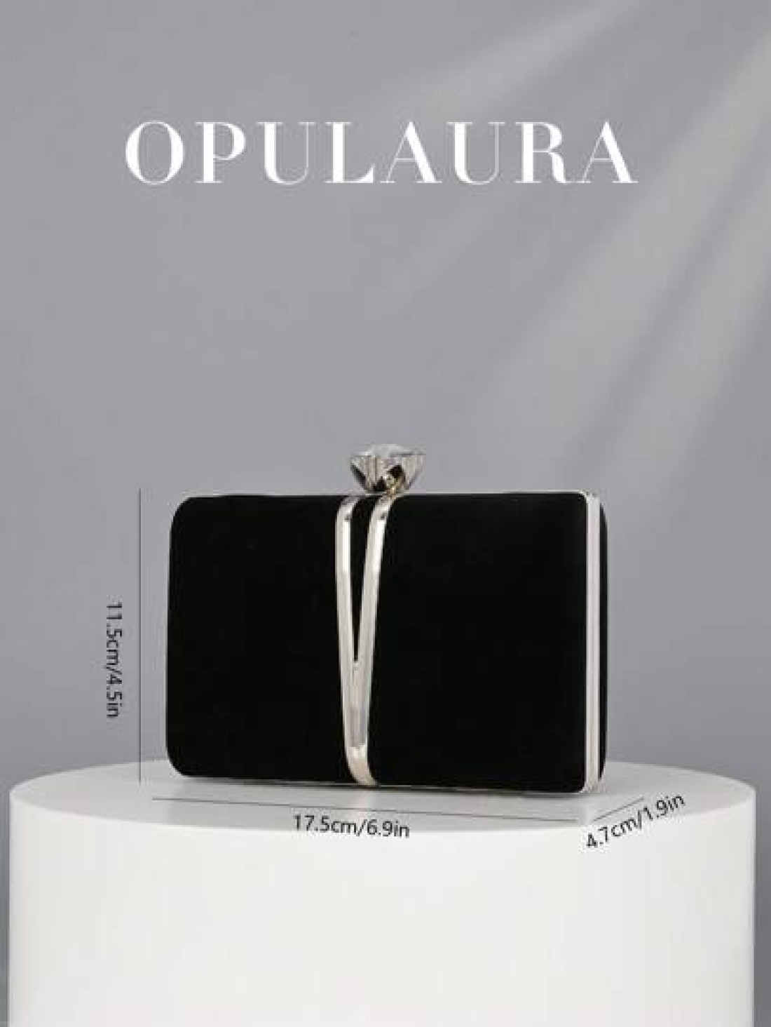 OpulAura Women Autumn Winter Fashion Luxury Mini Velvet Gift Box Evening Bag Party Clutch With Metallic Decorative Trim Glitter Formal Party Handbag With Detachable Chain Suitable For Party Wedding Fo
