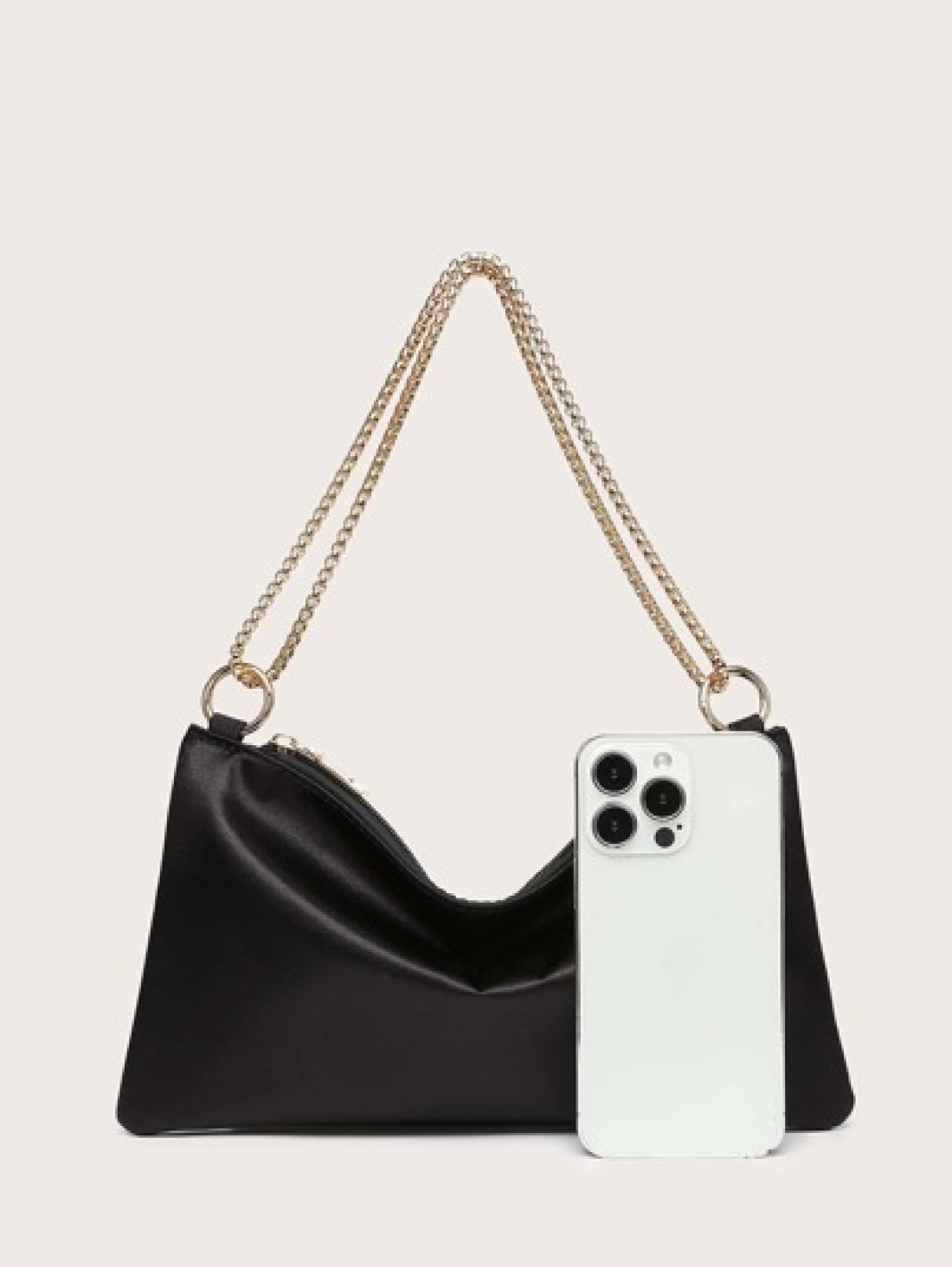 Lightweight Business Casual Satin Ring Linked Square Bag Evening Bag Dinner Bag Glamorous Elegant Exquisite Quiet Luxury Rhinestone For Party Girl Woman Bride Perfect For Party Dinner Banquet