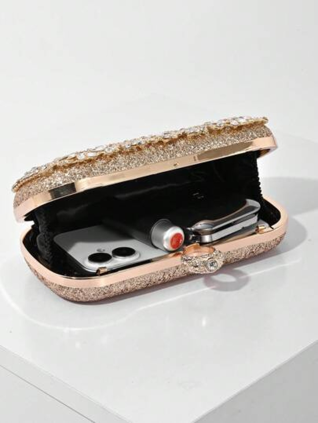 Elegant Women s Crystal Decorated Evening Clutch Luxury Glittering Box Shape Handbag Suitable For Weddings Galas Formal Events Party Purse Women s Top Handle Shoulder Crossbody Bag Perfectly Matching