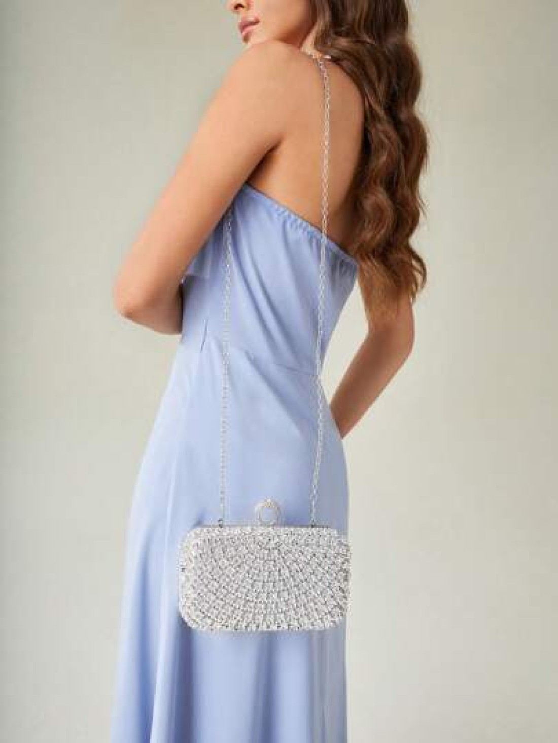 SHEIN Belle Lightweight Business Casual Rhinestone Decor Bucket Bag Mini Drawstring Design Clear Bag Faux Pearl Bag Evening Bag Dinner Bag Glamorous Elegant Exquisite Quiet Luxury Rhinestone For Party