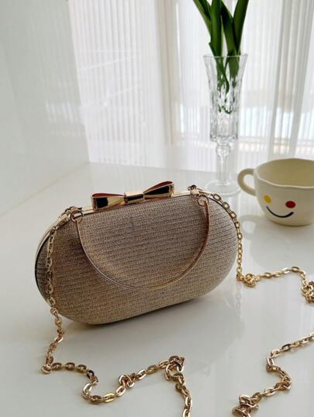 Elegant Fashionable Mini Evening Bag Shiny Clutch Purse Rhinestone Sparkly Evening Bag Metallic Chain Bridal Wedding Party Golden Bag Crossbody Handbag For Women Tready Party Bags Perfect For Party We