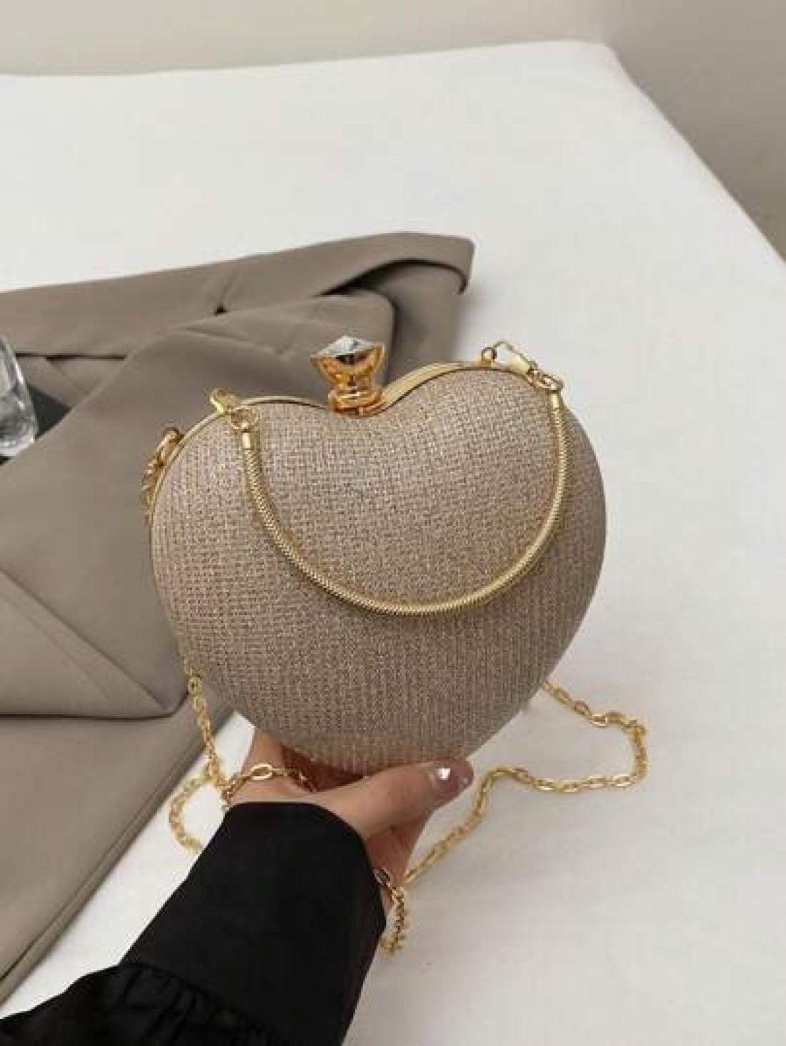 Luxury Handbags Clutch Purses Hot Heart Shape Chain Women Ladies Evening Bags