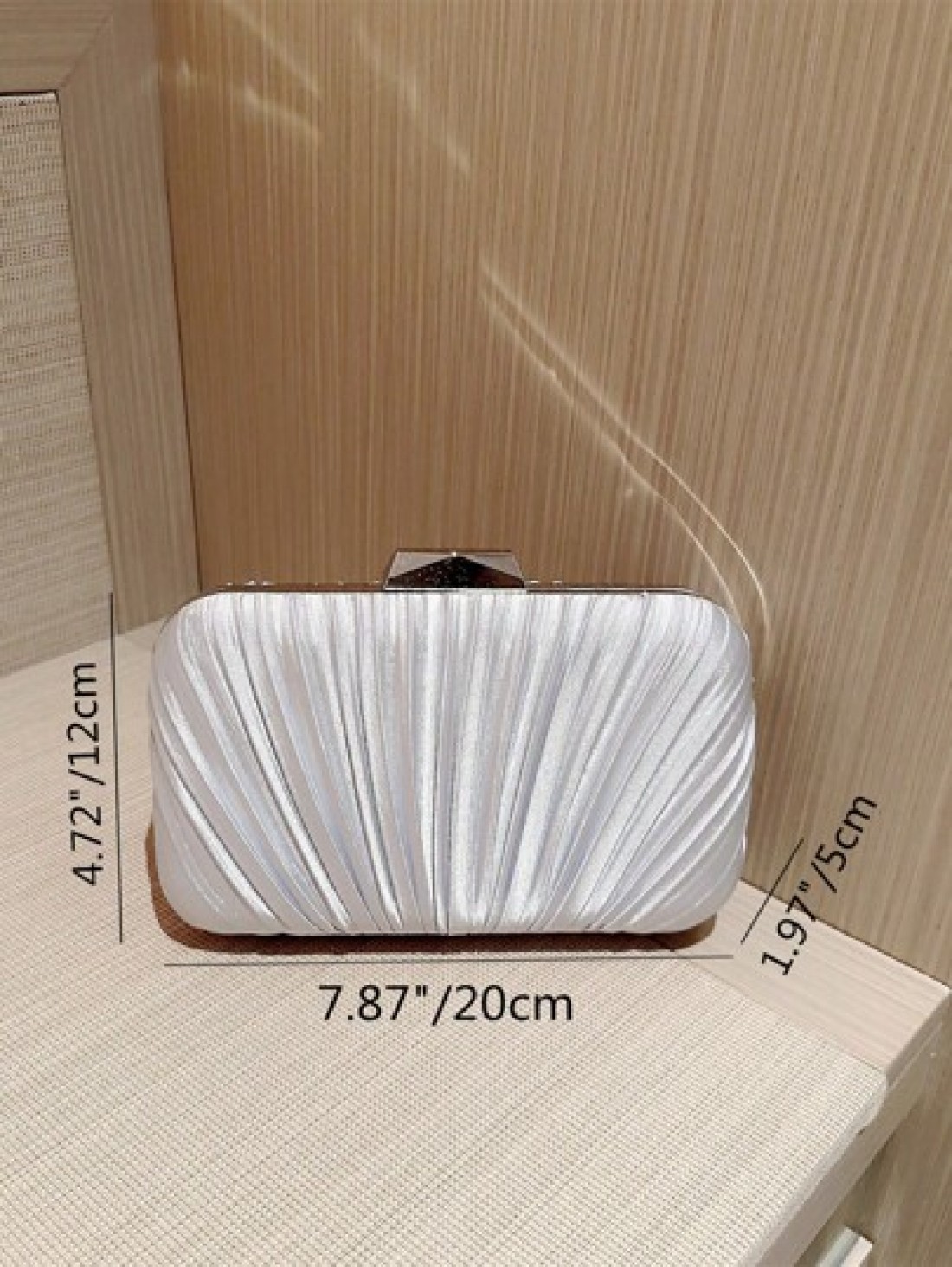 Women s Luxurious Pleated Chain Satin Box Clutch Bag Evening Bag