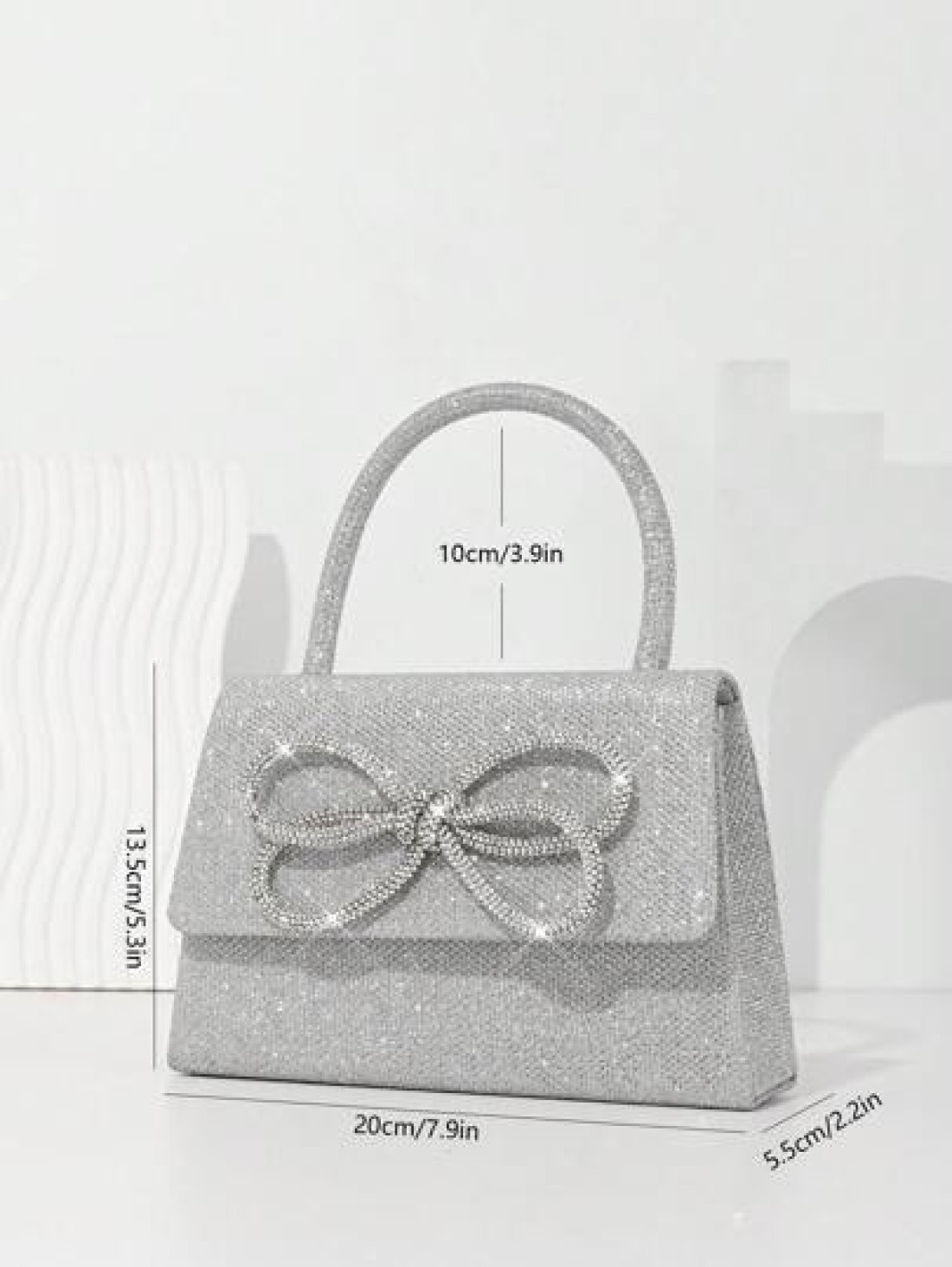 Mini Women s Glitter Rhinestone Big Bow Decor Evening Bag Prom Bags Sparkle Mini Square Handbags Bride Perfect For Party Wedding Prom Dinner Banquet Mother s Gift Perfectly Matching With New Years Out