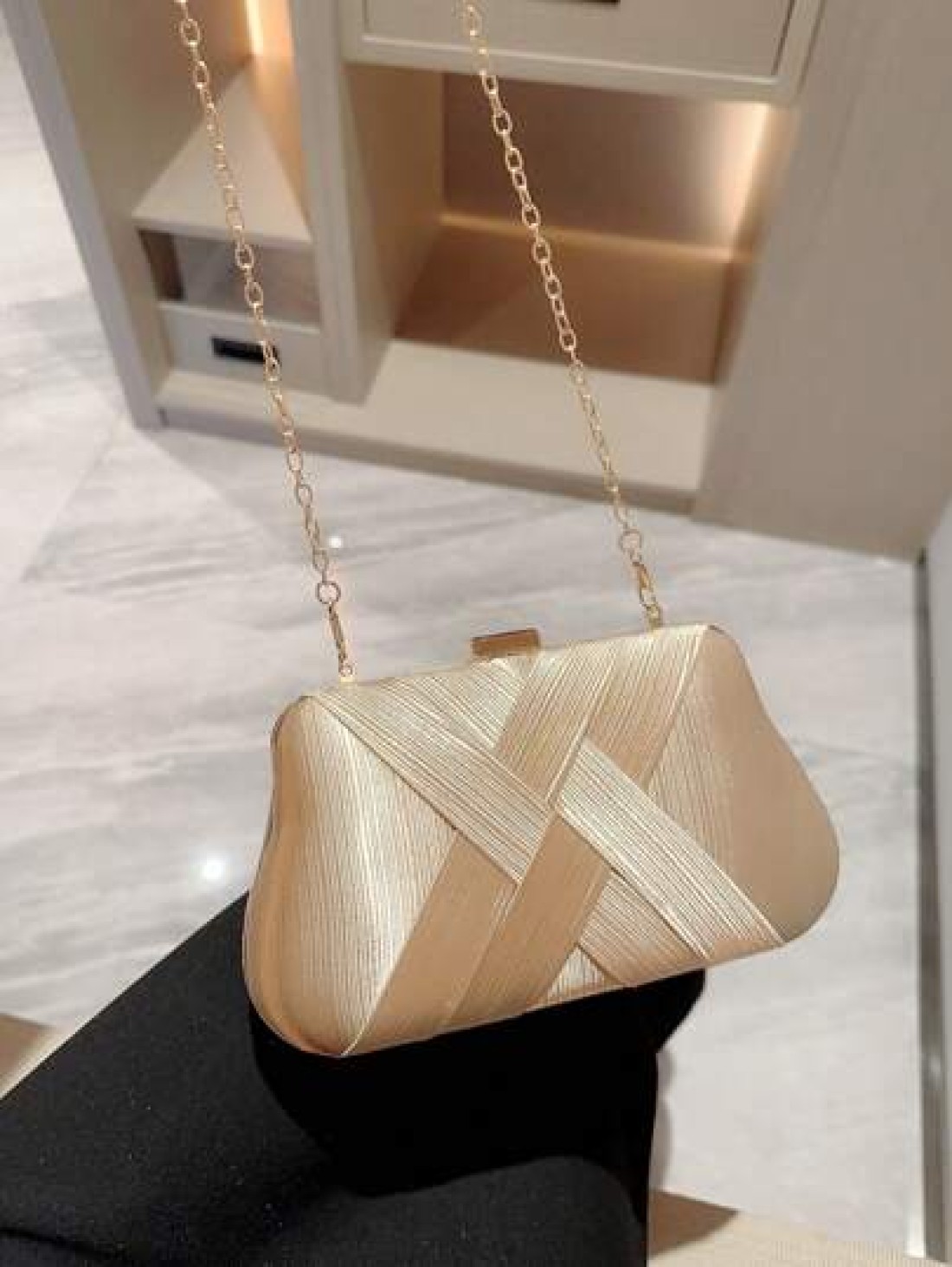 Lightweight Business Casual Rhinestone Decor Bucket Bag Mini Drawstring Design Clear Bag Pearl Bag Evening Bag Dinner Bag Glamorous Elegant Exquisite Quiet Luxury Rhinestone For Party Girl Woman Bride