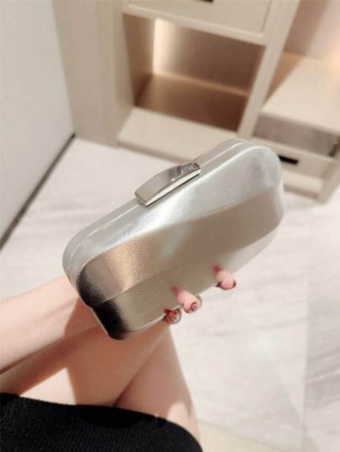 1pc Asymmetrical Box Shaped Luxury Clutch Bag For Party Romantic Wedding Spring Summer Chain Shoulder Bag Bride Bag Formal Prom Clutch Elegant Evening Dress Bag Perfect For Party Wedding Prom Dinner B