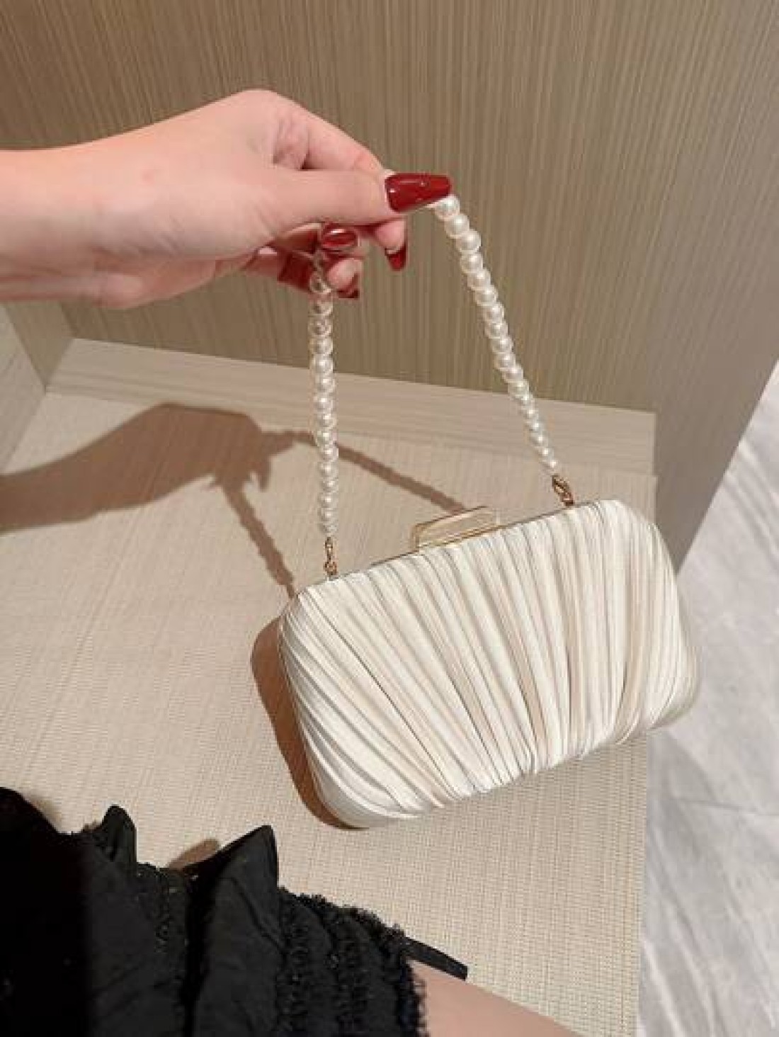 Moonlit EveBag Glamorous Elegant Exquisite Quiet Luxury Sequin Stylish Luxury Shiny Faux Pearl Clutch Box Bag Evening Bag For Wedding For Party Girl Woman Bride Elegant Pearl Clutch Prom Bag