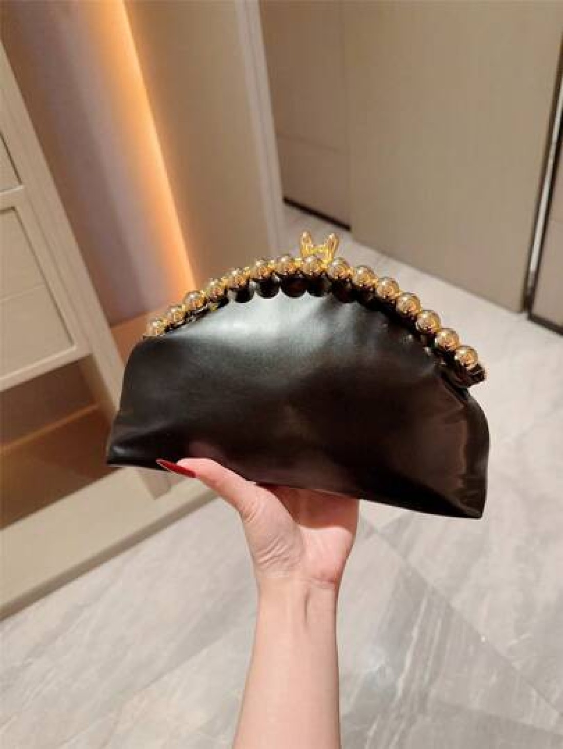 Moonlit Eve Bag 1pc Fashion Metal Sphere Decor Party Handbag European American Style Luxury Leather Clutch Purse Elegant Sophisticated Wedding Gala Bag Suitable For Wedding Prom Formal Events Formal D