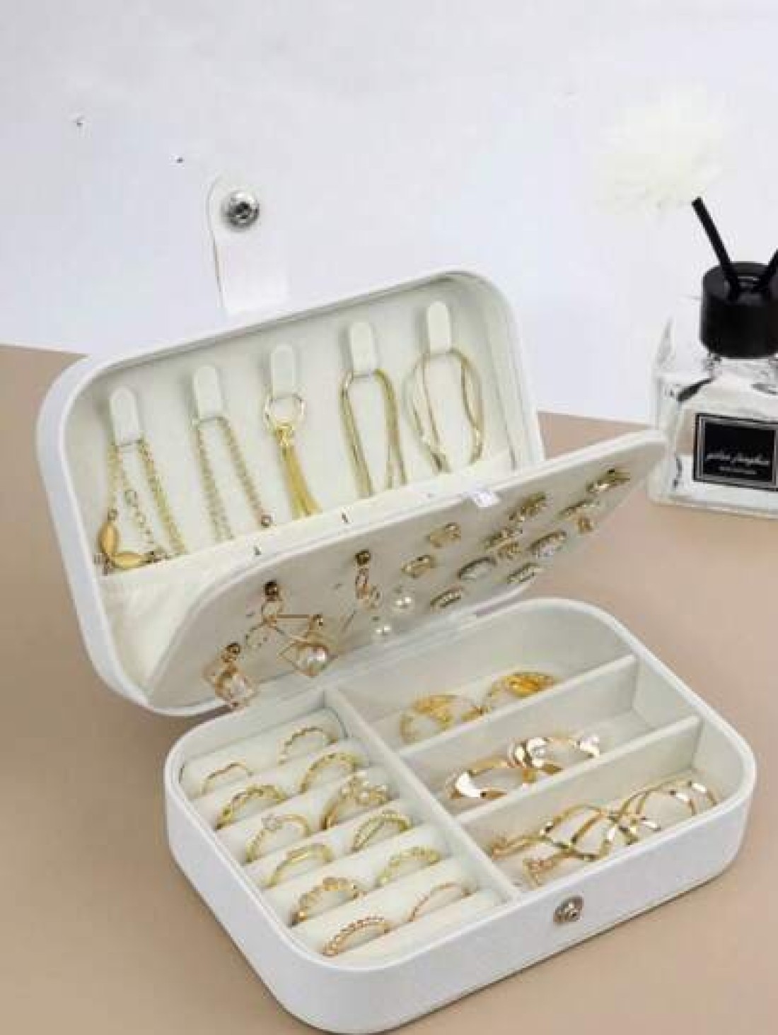 Large Capacity Jewelry Organizer Box Portable Travel Case For Earrings Rings Necklaces Multi Layer Storage With Zipper Makeup Toiletry Essentials Gift For Women Makeup Organizer