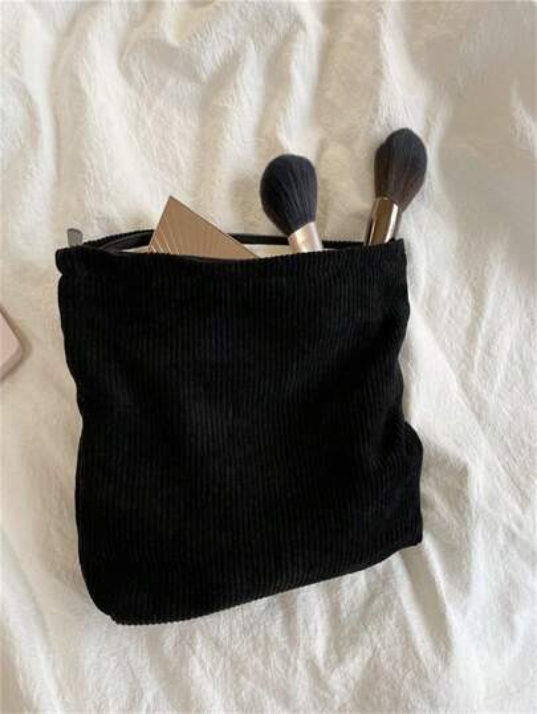 1 Piece Simple Corduroy Makeup Bag Handbag Organizer Pouch Casual Portable Cosmetic Case Summer Travel Vacation Home Bathroom Decor Holiday Makeup Organizer