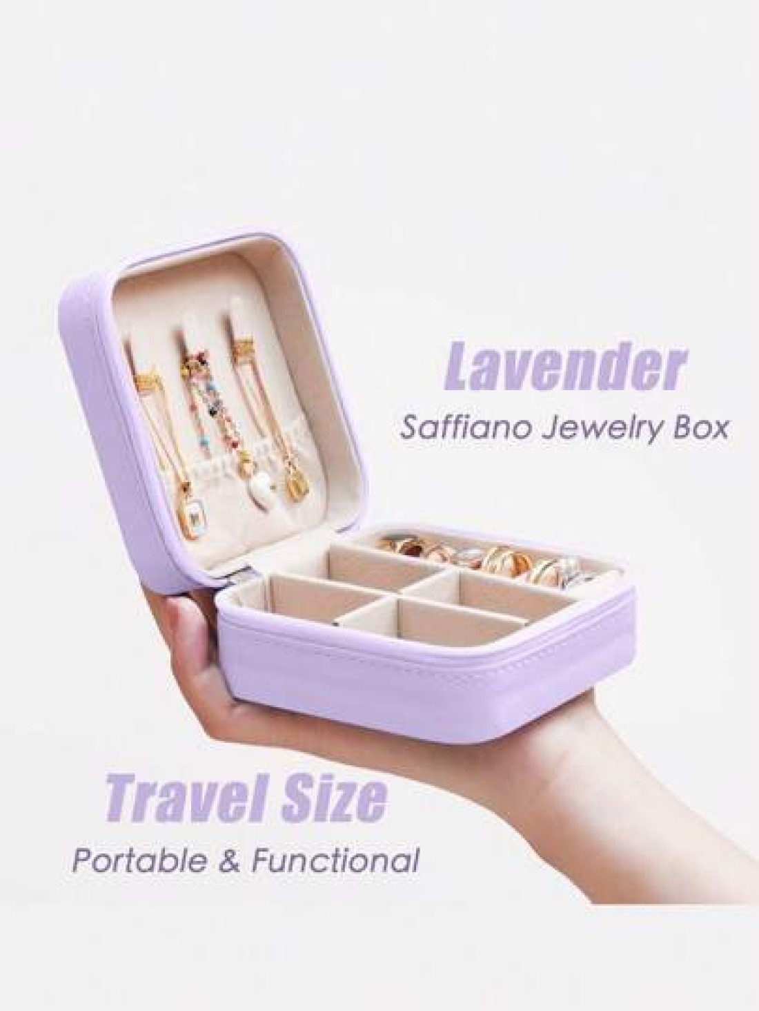 1pc Portable Travel Jewelry Box Mini PU Earring Ring Storage Case Minimalist Makeup Organizer Box Detachable Jewelry Display Tray Multifunctional Desktop Storage Box For Rings Pendants Earrings Neckla