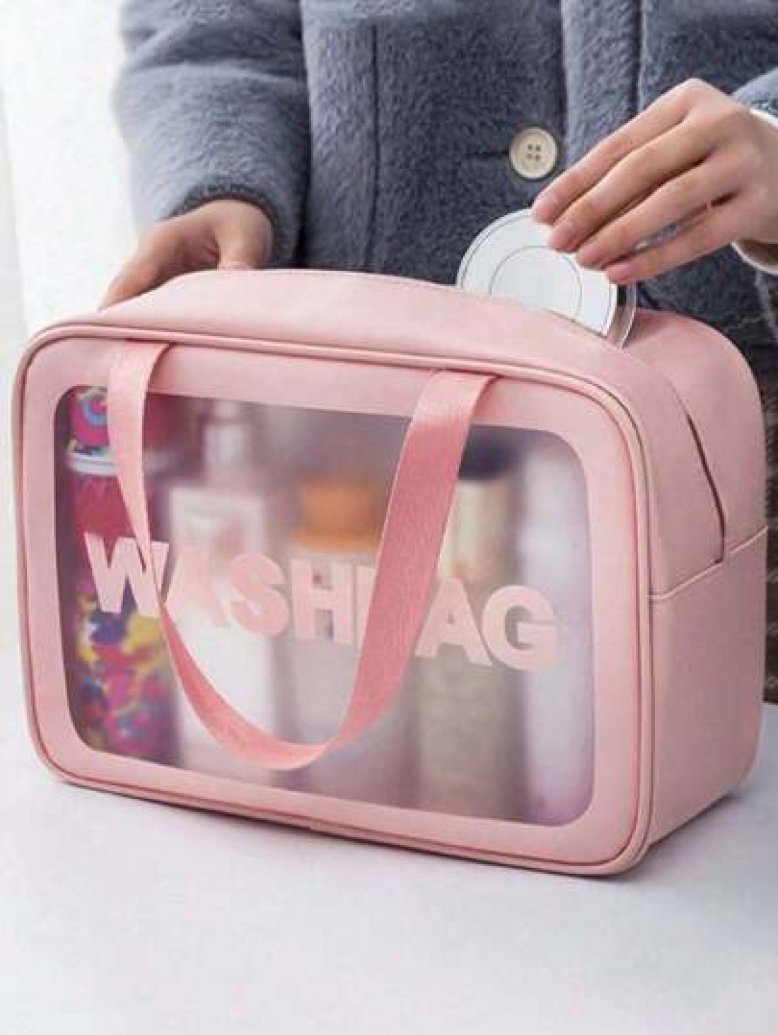 3 1pc Large Capacity Waterproof Toiletry Bag Double Layer Makeup Organizer Bag Multi Functional Travel Storage Pouch Cosmetic Brush Holder Suitable For Cosmetics Makeup Tools Skincare Products Eyebrow