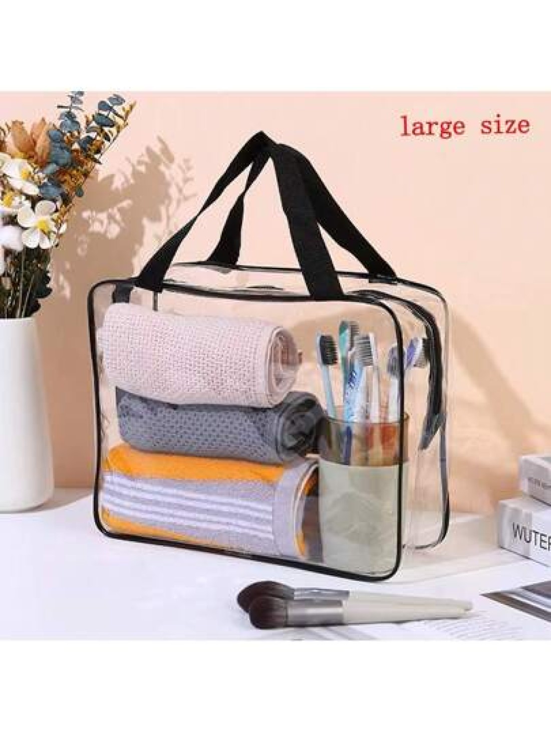 3Pcs Set Transparent Toiletry Bags Large Capacity Travel Organizer Storage Pouch Makeup Cosmetics Bag Multifunction Makeup Bag Beach Pool Spa Gym Bag Large Capacity Travel Toiletries Zipper Storage Ba