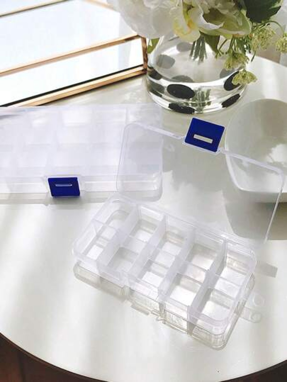 1pc Transparent Mesh Jewelry Box Multi Cell Detachable Travel Storage Box Jewelry Display Box Antioxidant Waterproof Dustproof Large Capacity Suitable For Rings Earrings Pendant Nail Jewelry Gifts For