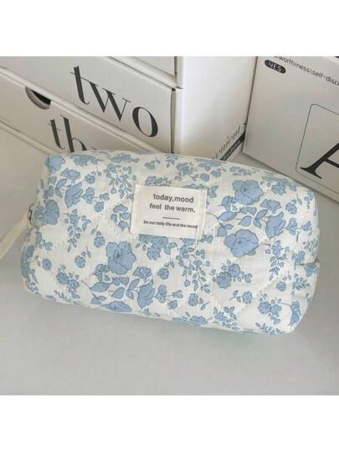1 3pcs Blue Begonia Flower Makeup Bag Large Capacity Portable Organizer Pouch Multi Functional Handbag Cosmetic Storage Bag Toiletry Bag For Women Men With Handle Compartments For Home School Dorm Tra