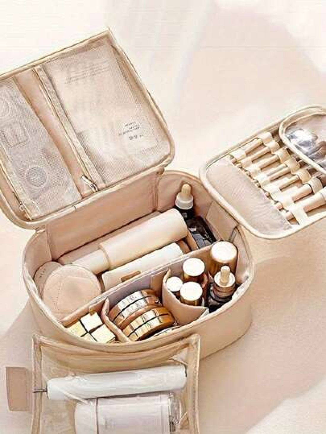 Portable Cosmetic Bag Toiletry Bag With Handle Pu Large Capacity Cosmetic Storage Bag Waterproof Travel Storage Bag Store Cosmetics And Travel Necessities Gift For Women