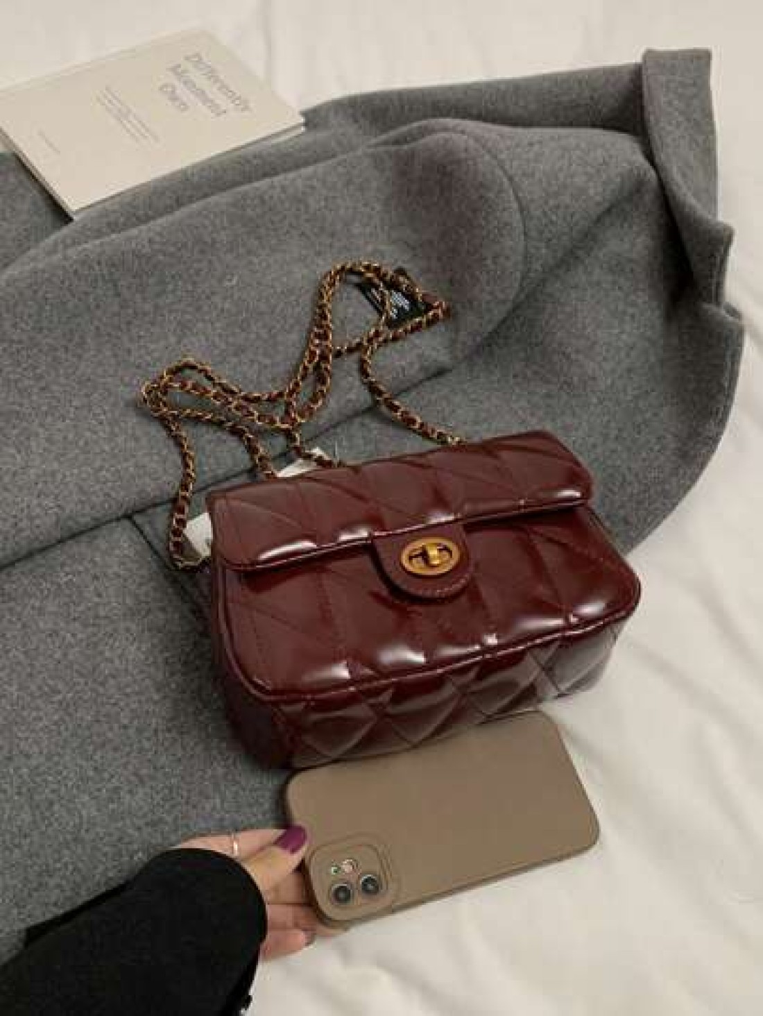 Nanfeng Chio2n Fancheng Red Maple Small Square Bag Women s New Red Chain Shoulder Crossbody Bag