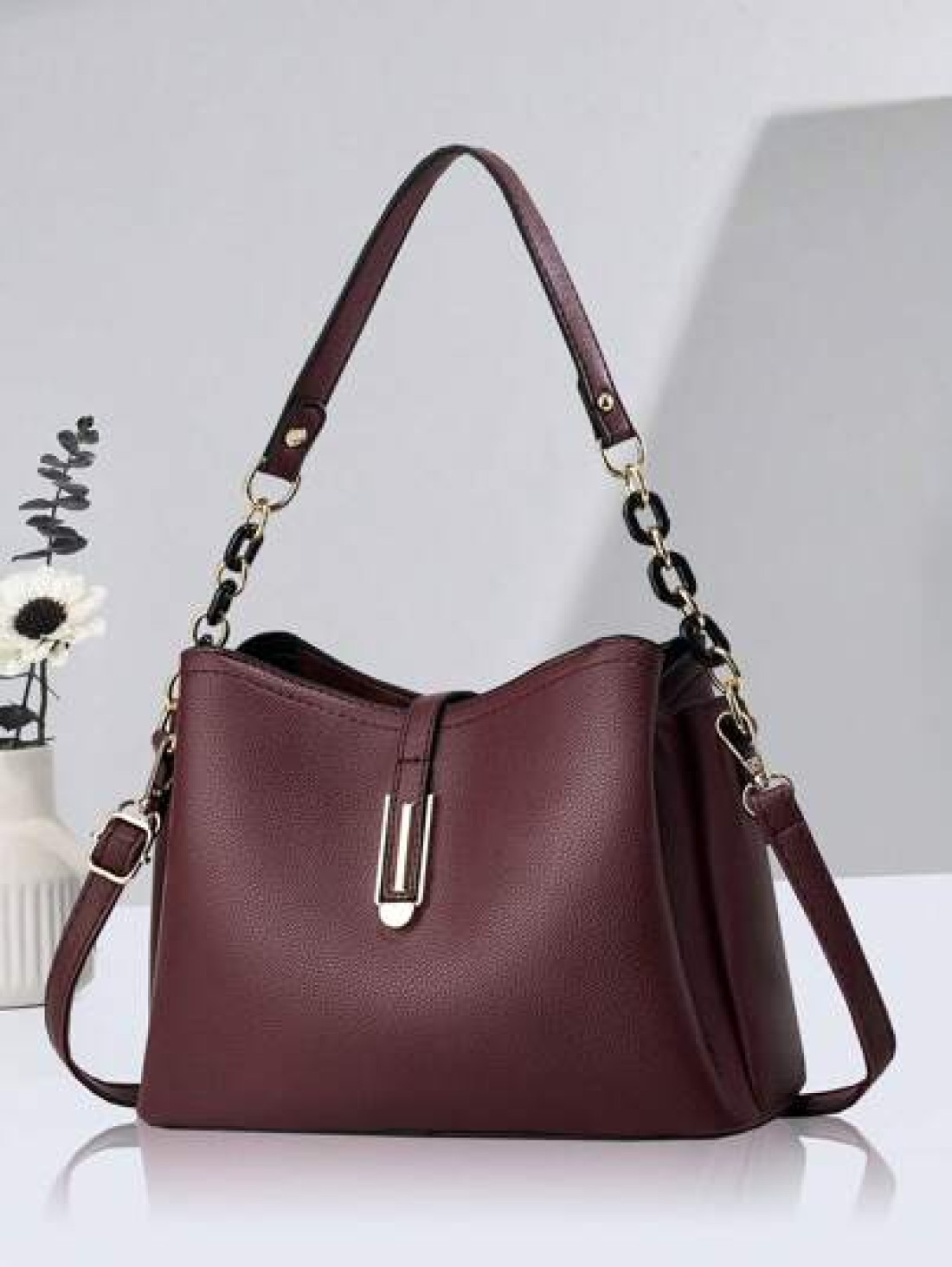 Fashion Solid Color Women s Handbag Women s Chain Crossbody Bag Anti Theft Shoulder Bag Women s PU Leather Shoulder Bag With Phone Wallet Bucket Bag Bag For Women Elegant Best Mothers Day Gifts Ever