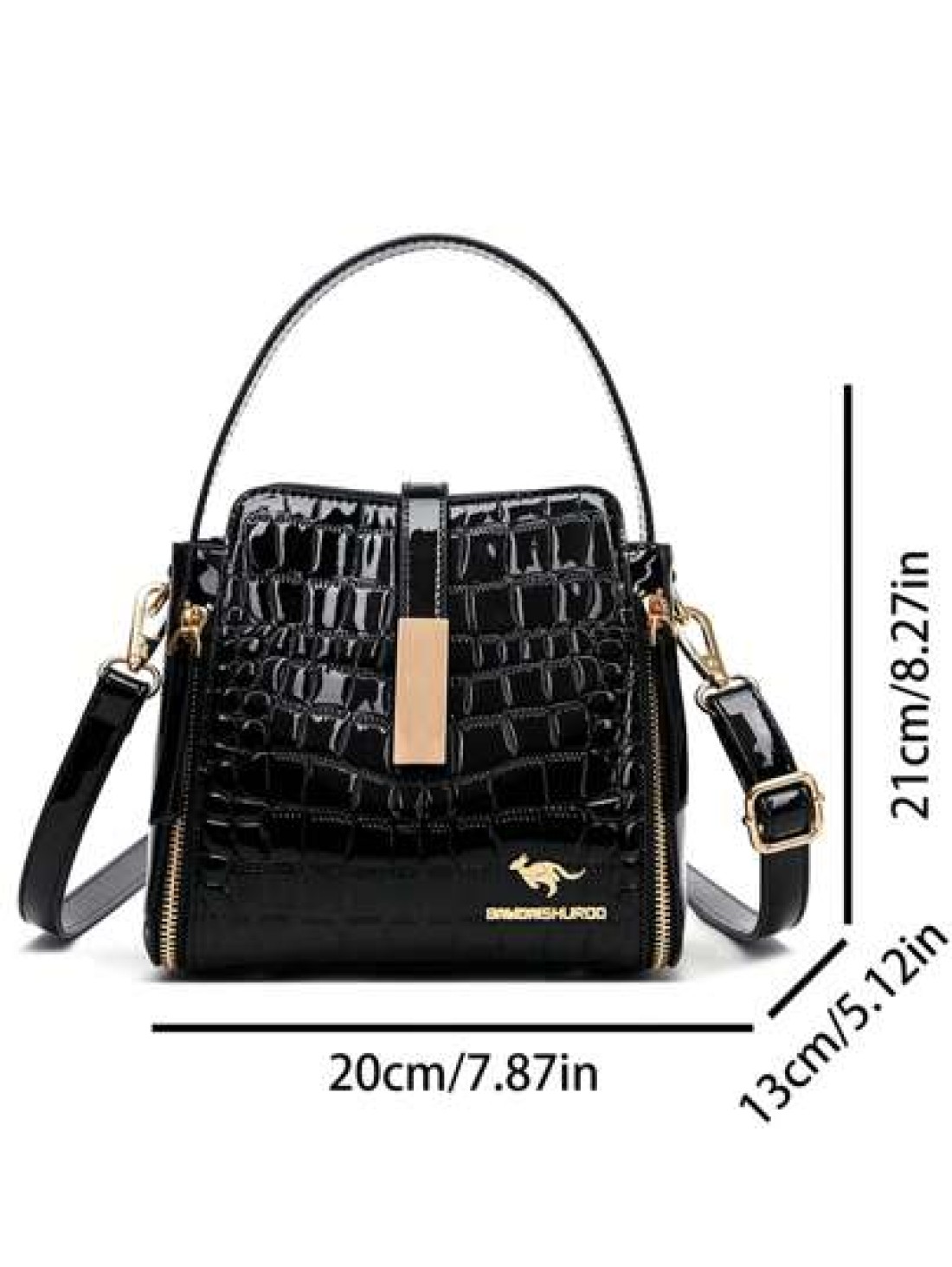 Women Patent Leather Handbag High Quality Lnterior Slot Pocket Leather Bucket Bag Female Shoulder Bag Luxury Brand Crossbody Bag