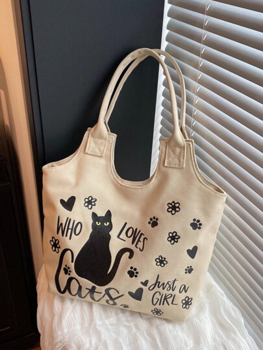 New Fashion Casual Women s Underarm Bag Large Capacity Tote Bag Cat Print Pattern Women s Shoulder Bag Canvas Material