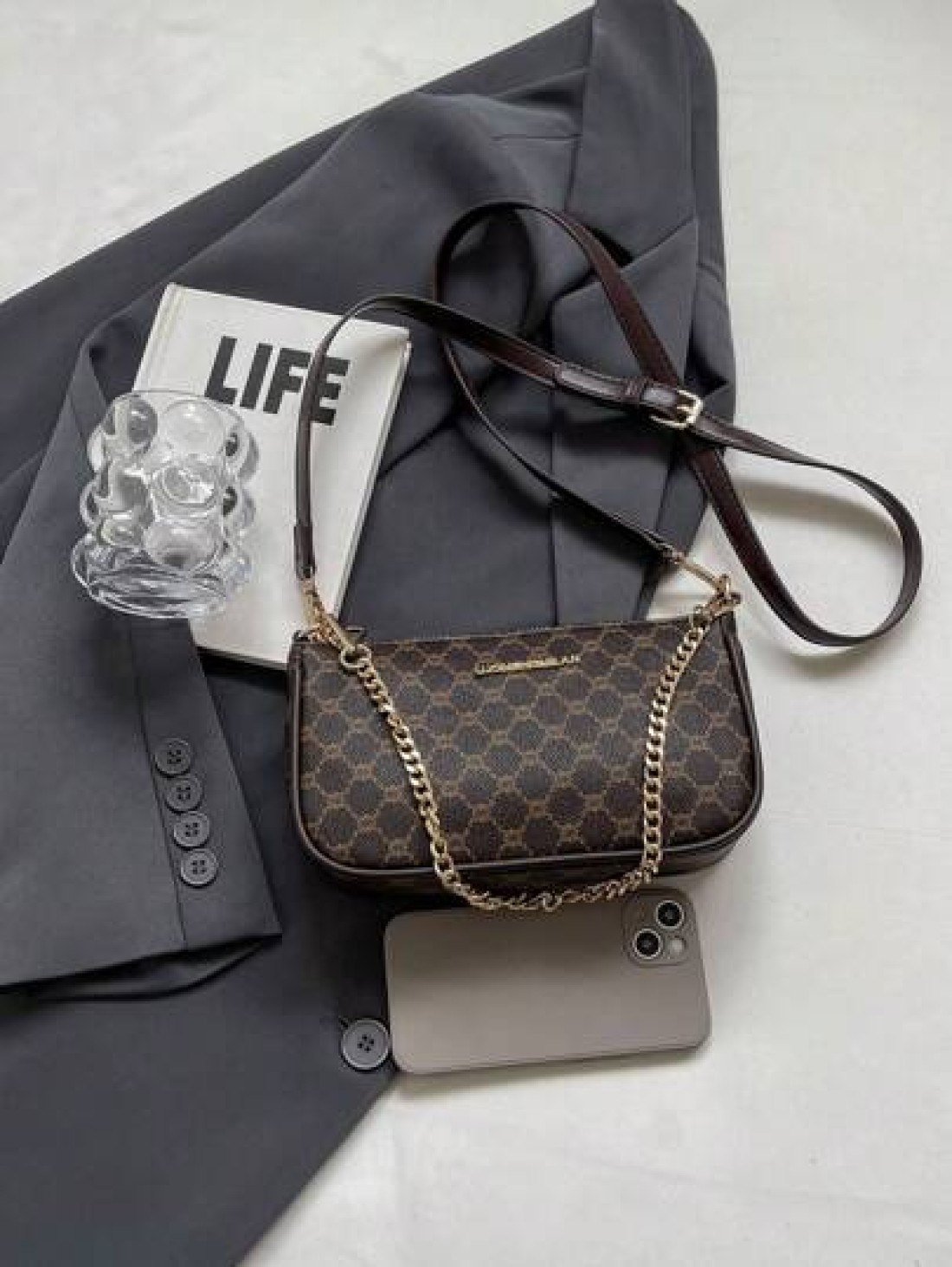 Women s Pu Leather Chain Shoulder Bag With Underarm Design