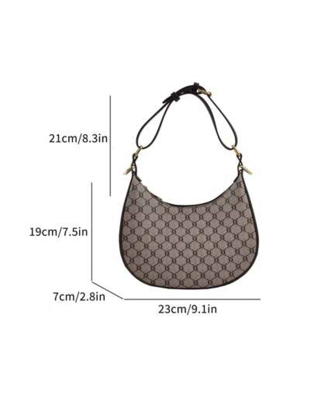 1pc 2025 New Vintage Pattern Half Moon Shape Shoulder Handbag For Women Daily Use Holiday Party Gifts