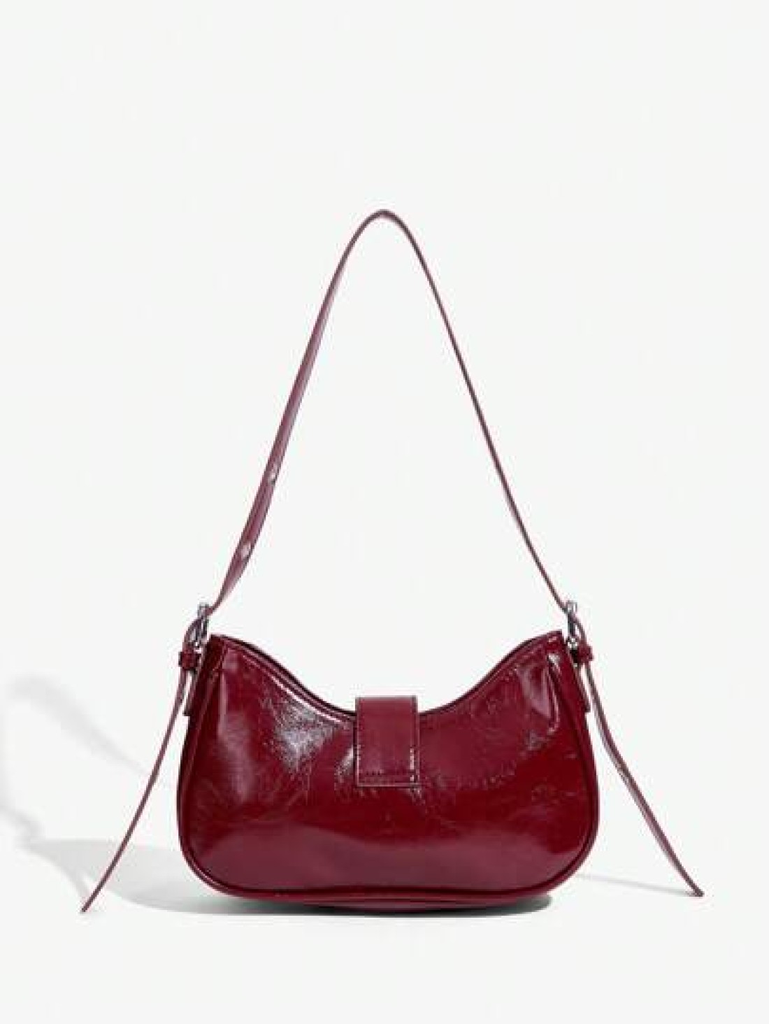 SHEIN ICON 1pc Rivet Decorated Punk Style Buckle Closure Y2K Fashion Women s Shoulder Bag Adjustable Strap For Teenagers Fashionable Burgundy Bag Valentines