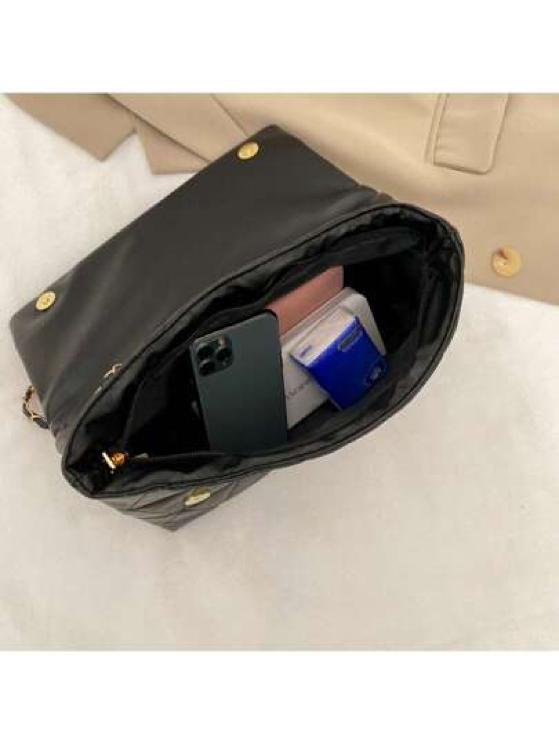 New Korean Style Fashionable Rhombus Pattern Shoulder Bag PU Chain Strap Tote Bag With Large Capacity For Women