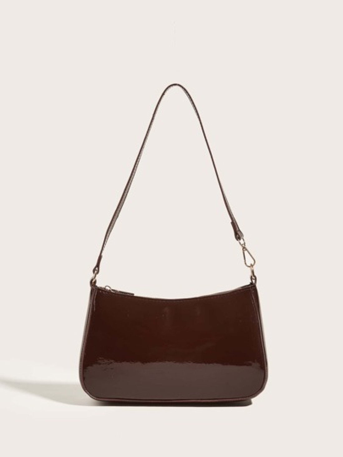 Artificial Patent Leather Minimalist Hobo Bag Perfect For Music Festival
