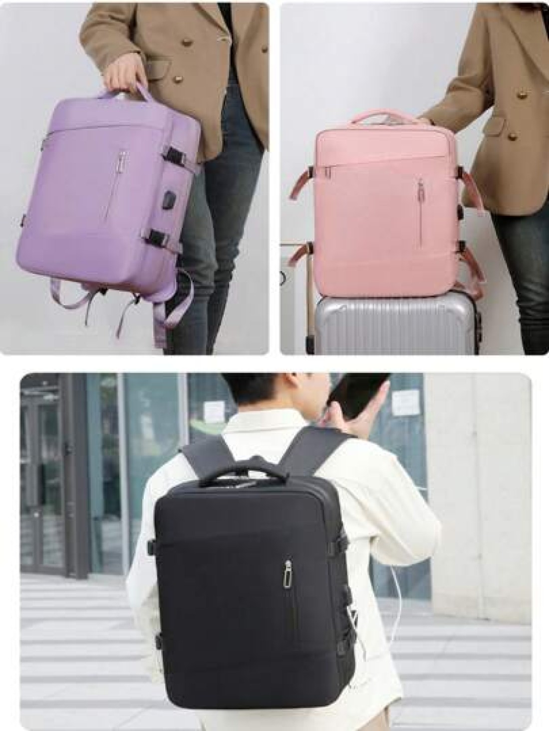 1pc Travel Backpack For Men Women 40L Flight Approved Carry On Backpack Large Expandable Luggage Backpack Bussiness Travel Backpack With USB Charging Port And Anti Theft Pocket 17 Inch Water Resistant