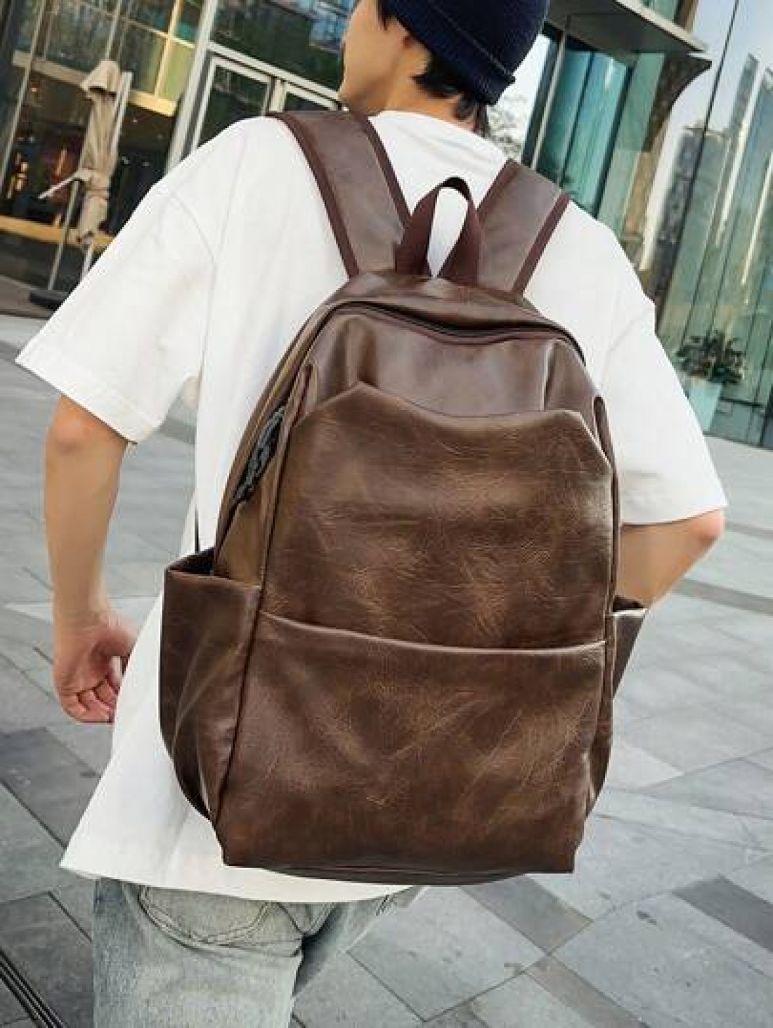 PU Waterproof Large Capacity Backpack Suitable For School Travel Laptop Cartoon Camo Pattern Fashion Casual Business Hiking Outdoor Multi Function Bag Black Great Gift For Father Boyfriend Backpack Fo