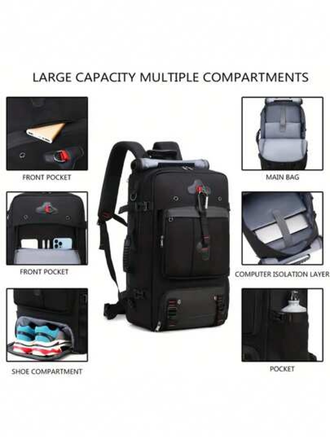Spacious Lightweight Travel Backpack Hiking Backpack With Wet Dry Separation Outdoor Hiking Backpack With USB Multi Function Water Resistant Contrast Color Backpack Luggage Backpack For School And Tra