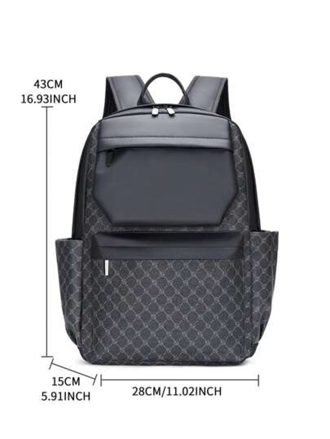 17 Inch Medium Laptop Backpack Geometric Pattern Buckle Design Pu Camping Bag Schoolbag For Travel College School Casual Backpack Laptop Backpack Commute Lightweight Flap Backpacks Leather Bag Minimal