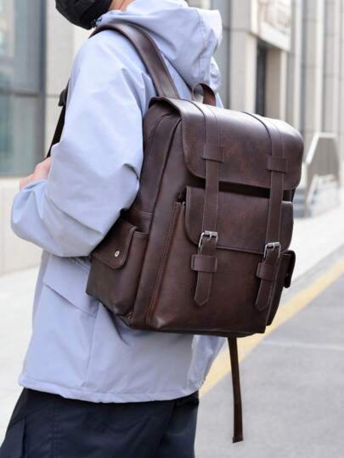 14 7inch Laptop Backpack Large Capacity Rucksack For School Teenagers Boys Men PU Leather Backpacks Male Schoolbag With Zippers High Quality