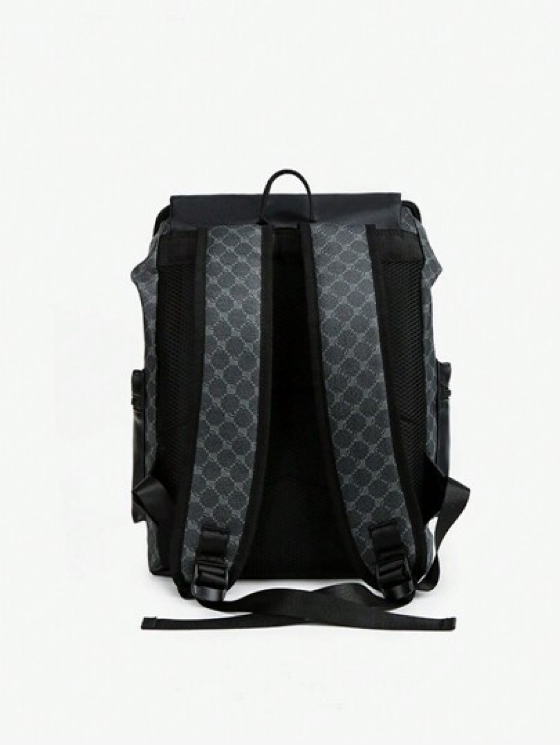 1pc Men Fashion Backpack Casual Daypack With Printing Large Capacity Travel Laptop Rucksack Hiking Backpack With Zipper PVC Black Bag Gift For Men Men s Accessories