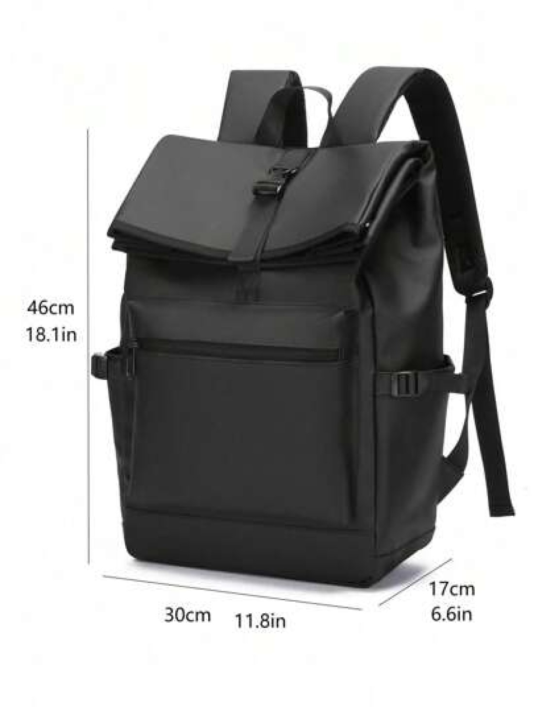 New Black Waterproof Flap Cover Backpack For Men Business Travel Commute Office Laptop Bag Leisure Outdoor Fitness Bookbag Middle School Student Gift Bag