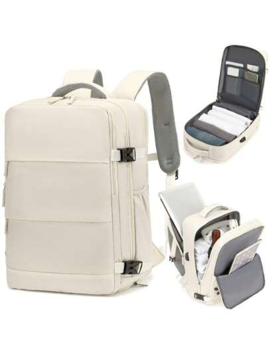 1pc Large Capacity Backpack With Shoe Compartment Casual Backpack With Charging Port Fit For Laptop Hiking Outdoor Sport Students Big Bag Laptop Bag Carry On Backpack Airline Approved Travel Essential