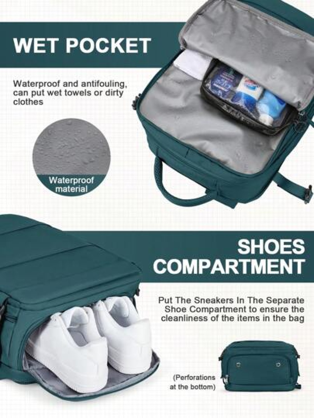 Large Capacity Carry On Backpack Waterproof Nylon Fabric Travel Backpack For Women Business Laptop Backpack Schoolbag For College Lightweight Short Distance Business Trip Duffel Bag With Shoe Compartm