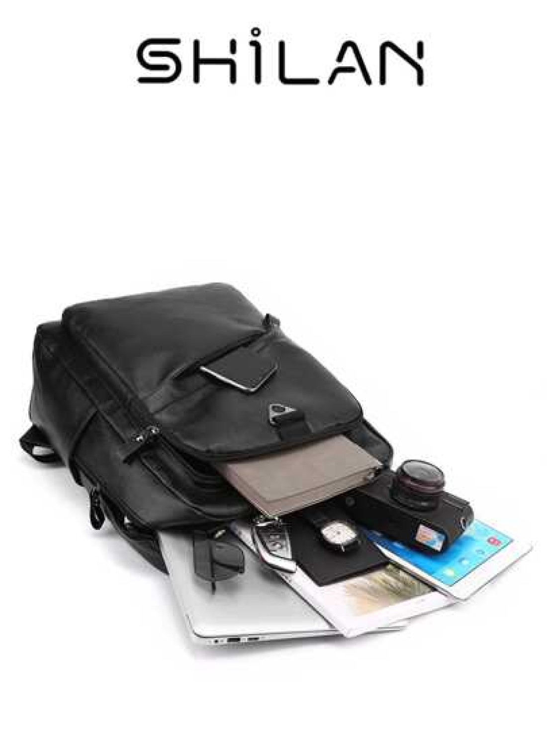 SHILAN High End Men s Business Backpack With Large Capacity And Multiple Functions For Sports Made Of PU Material With Multiple Compartments And Pockets Adjustable Shoulder Straps Suitable For Outdoor