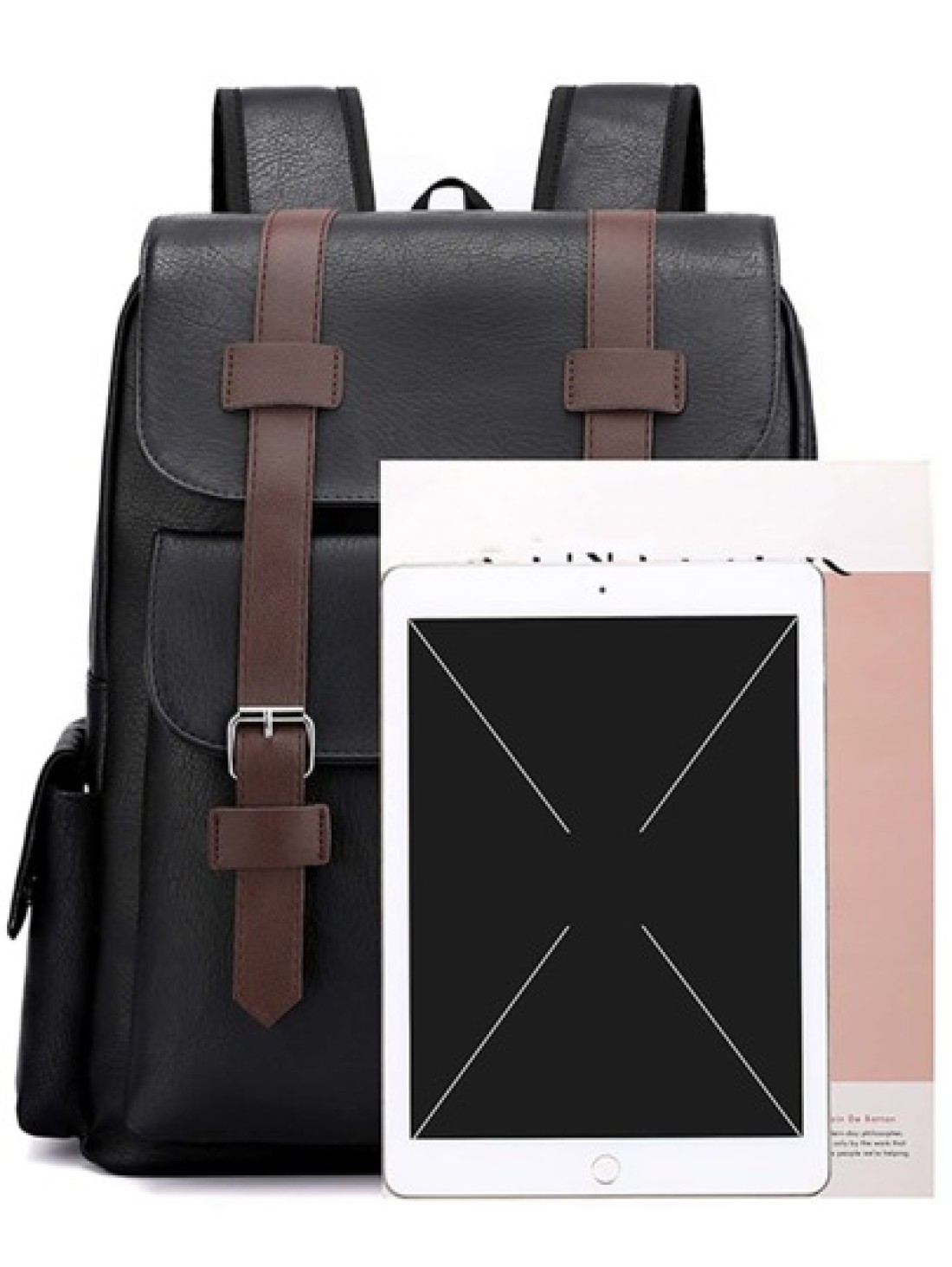 Large Laptop Backpack Pu Backpack Male Teenagers Boys Black Schoolbag Schoolbag For Travel College School Casual Backpack Laptop Backpack Commute Lightweight Flap Backpacks Rucksack Summer College Bag
